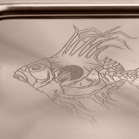 Detail of the engraved fish on the Bronze Fish Weight