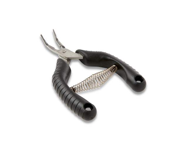 Fish Bone Pliers open, showing spring and angled tips